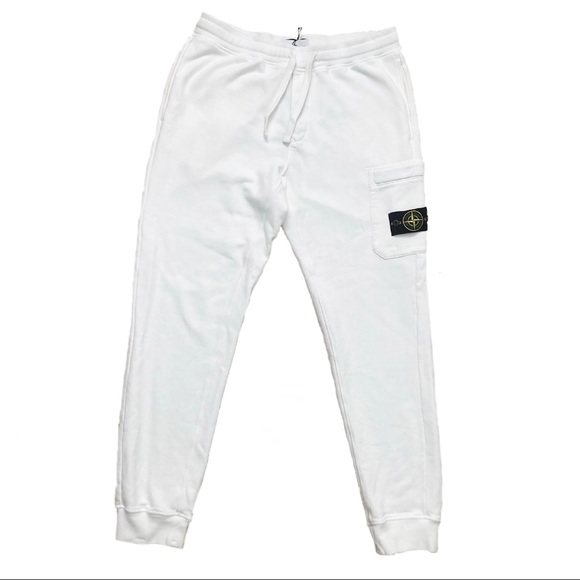 New Stone Island Fleece Patch Logo Sweat Pants White XL